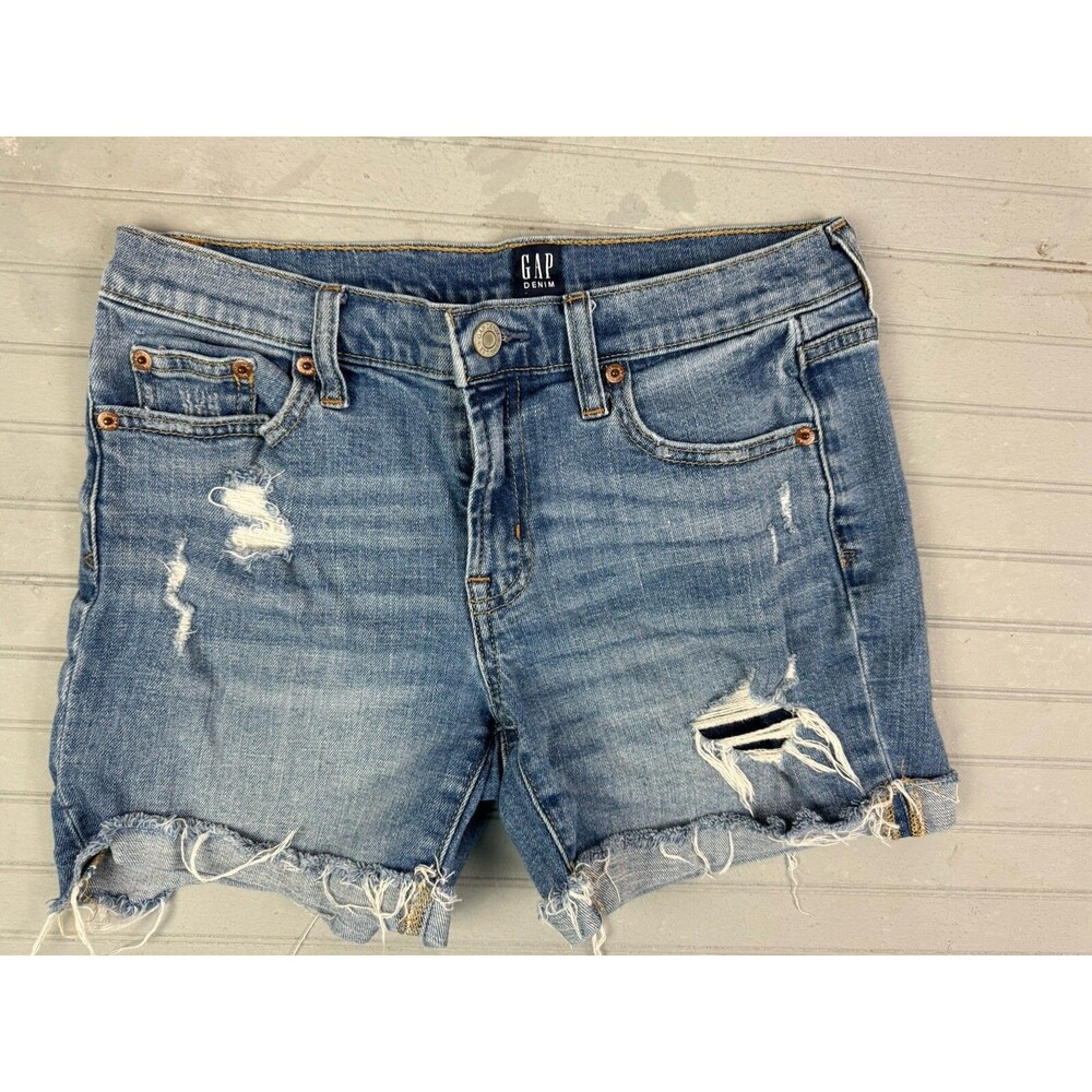 Gap Size 0 25 Womens Shorts Denim Jean Low Rise Cut Off Distress Med Wash